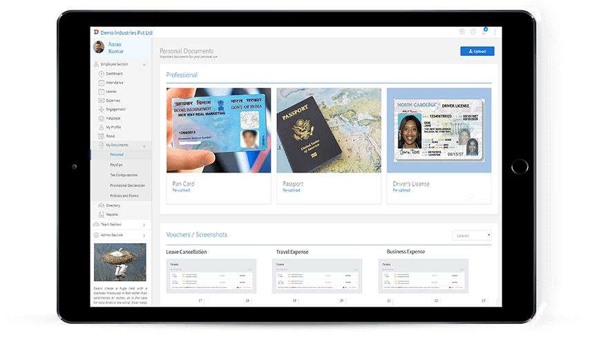Teamnest Employee Self Service Platform preview to manage information